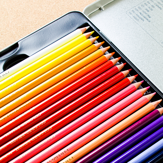 선명한 48색 고급 색연필 틴케이스 28x19.5 얇은 크레파스 그리기 도구 크래파스