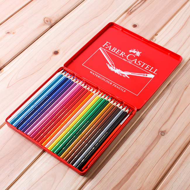 (파버카스텔) 24색 수채색연필+1p 붓 세트(틴) (20x18.5cm)