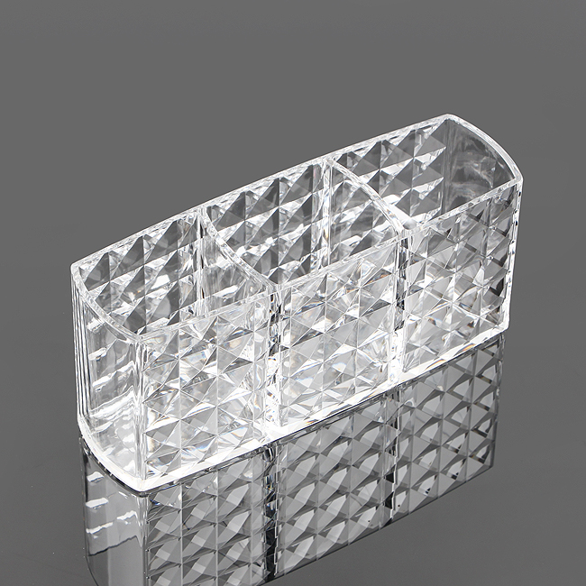Oce 투명 사각통 3칸 화장품 정리합 18.5x8 메이크업 정리함 칸막이 트레이 수납대