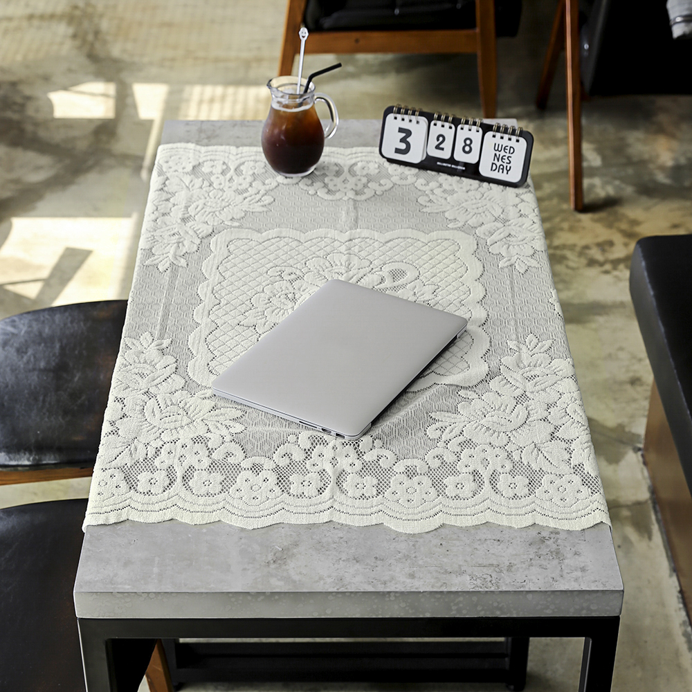 Oce 크로쉐 테이블보 플라워 식탁 러너 로맨틱 100X100 협탁 포인트 커버 꽃무늬 화이트 식탁보 식탁 셋팅