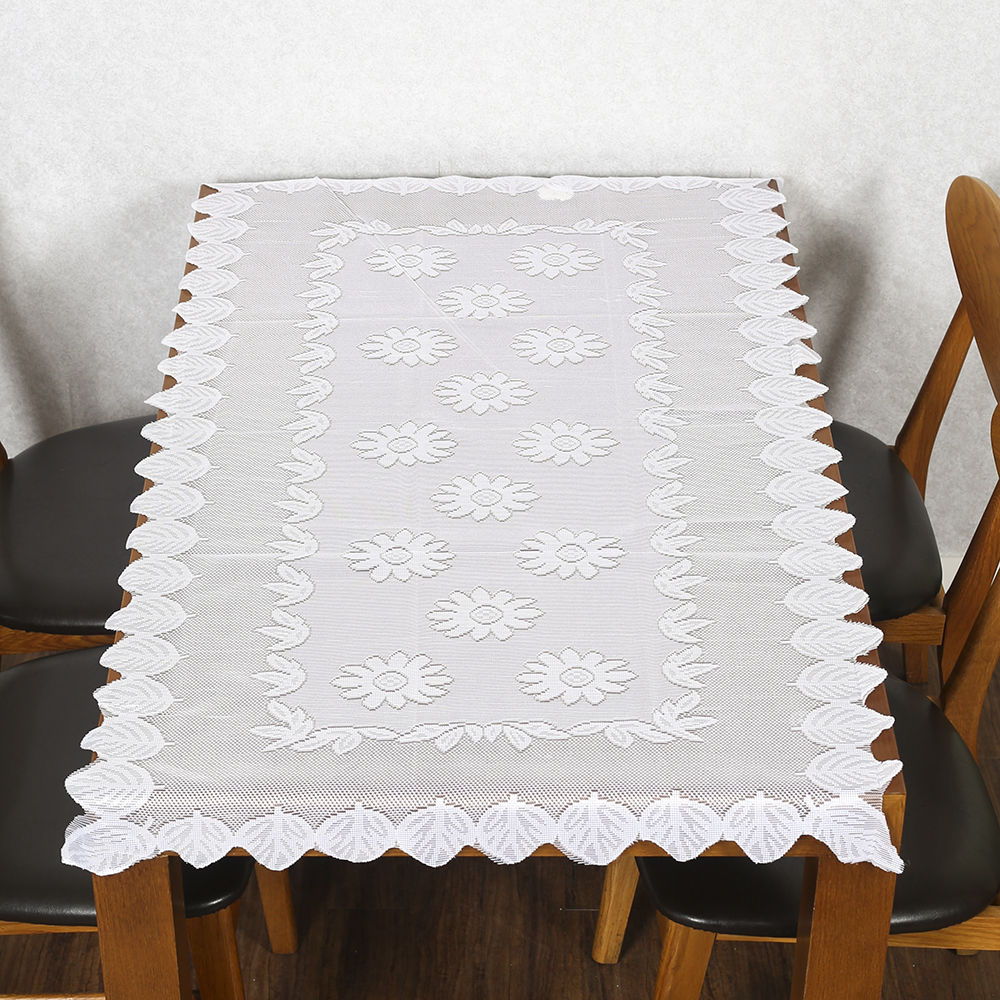 크로쉐 테이블보 플라워 식탁 러너 33x133 화이트 식탁 셋팅 꽃무늬 화이트 식탁보 플라워 테이블 매트