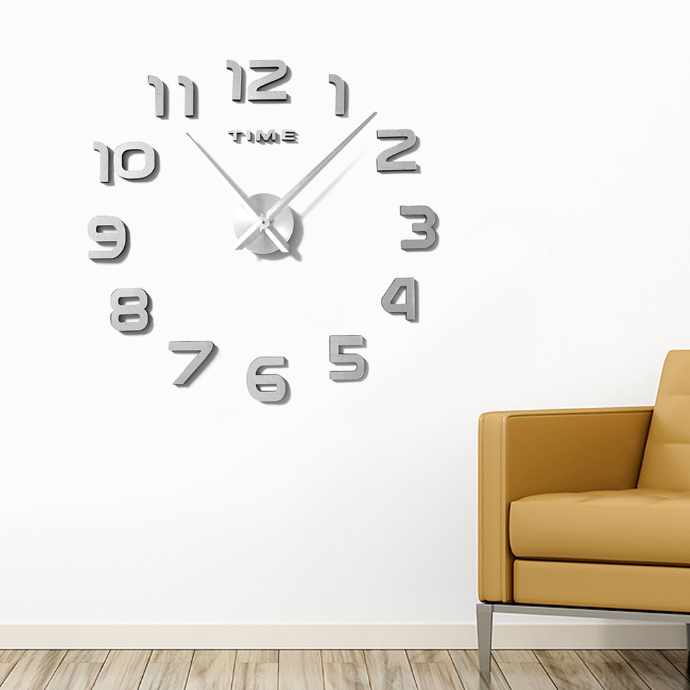 Oce 월데코 벽 디자인 시계 실버 숫자 키친까페벽면장식 월아트무브먼트 디자인벽걸이워치