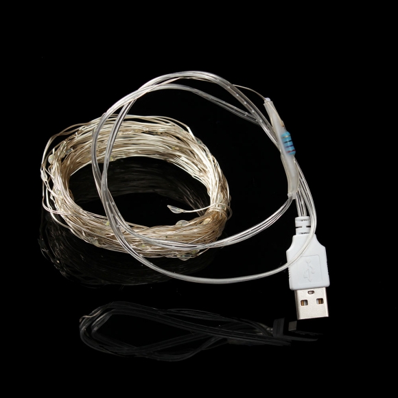 [은하수] USB 100구 LED 드럼 와이어 전구(10M) (백색)