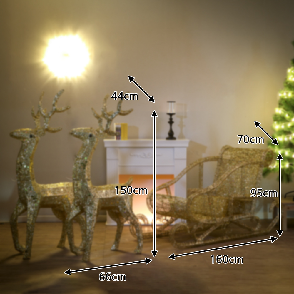220cm 대형 크리스마스 사슴 썰매 장식세트(65032-A/B)