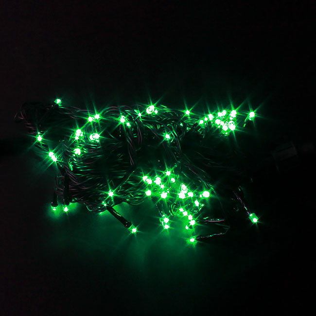 100구 검정선 LED 녹색전구(8M) (전원잭별매) (연결가능) (150cm∼500cm트리용)